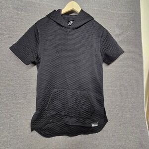 Switch Remarkable Mens Black Quilted Short Sleeve Hoodie Streetwear Size Large